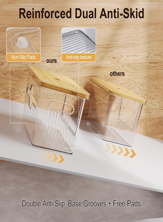 WBKATN 2 Pack Trash Bag Holder with Bamboo Lid, Stackable Trash Bag Dispenser Roll Holder Under Sink, Extra Large Plastic Garbage Bags Storage Organizer for Kitchen, Laundry Room, Acrylic Pantry Organizers - Image 4